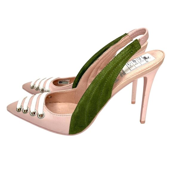 FENTY PUMA by Rihanna Heels Shoes Pumps Lace-Up Heel Sling back Pink SZ 8 US NEW - Picture 1 of 16